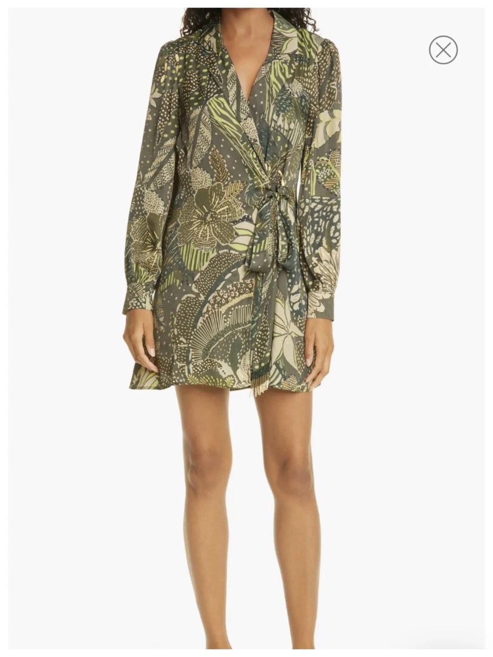 FARM Rio Green Cool Leopard Mini Wrap Dress